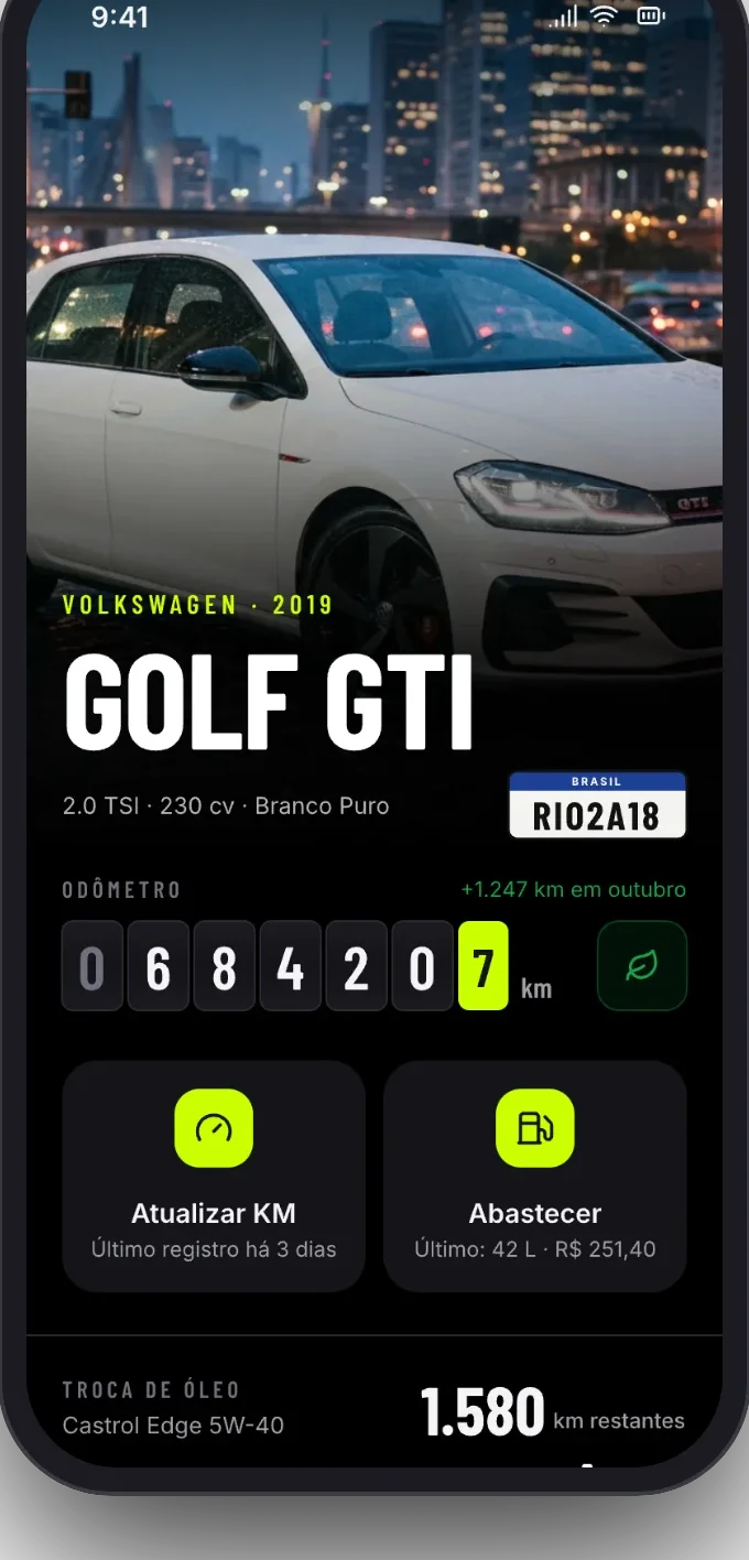 Tela da garagem do Auto Acervo com um Golf GTI